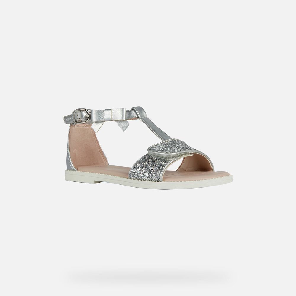 Sandalias Geox Menina Prateadas - Karly - GSOLX0396